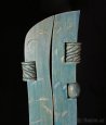 Prodám dřevěné umělecké křeslo tyrkysové modré - 5