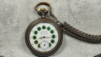 Velké dvouplášťové kapesní hodinky Régulatéur + retez - 5