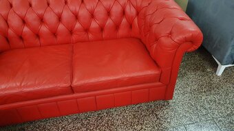 CHESTERFIELD ŠTÝL,KOŽENÁ SEDAČKA ČERVENÁ - 5