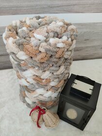 Pletená dětská deka hnědá mix - 5