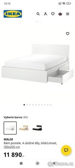 Prodám manželskou postel IKEA 180cm x 200cm - 5