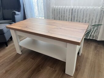Konferenční stolek MARKSKEL 60×110 bílá/div. přírodní dub - 5