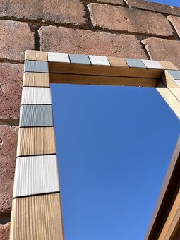 Zrcadlo v dřevěném rámu 48x150cm - mozaika dub - 5