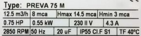 Čerpadlo bazénové Preva 75 - 12m3/h, Spolehlivé robustní - 5