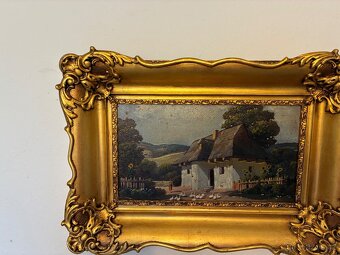 Stará olejomaľba na doske 1 - 5