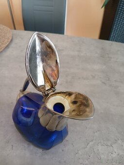 Retro karafa na víno s cínovým dekorem-kačenka - 5