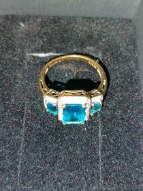 Zlaty damsky prsten Diamanty a topazy - 5