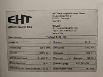 Ohraňovací lis TRUMPF EHT TruBend 8130-30, z roku 2013 - 5
