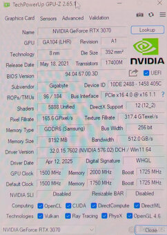 Grafická karta GIGABYTE GeForce RTX 3070 EAGLE 8GB GDDR6 - 5
