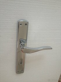 Dveřní klika / kování, stříbrná lesk, rozteč 72mm /19ks - 5