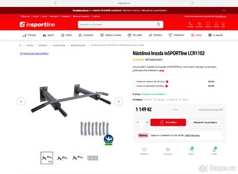 Prodám nástěnnu hrazdu inSPORTline LCR1102 - 100% stav - 5