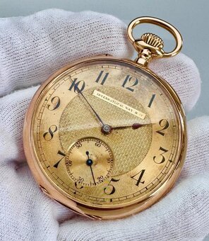 VZÁCNÉ 14K ZLATÉ PÁNSKÉ KAPESNÍ HODINKY IWC SCHAFFHAUSEN - 5