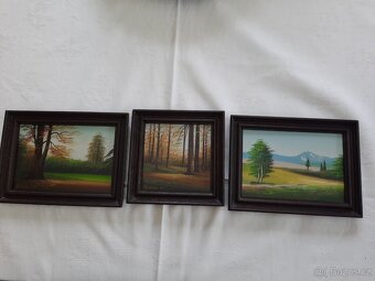 Obrazy krásné,velké,top stav 3 ks,malé malované sig.obrázky - 5