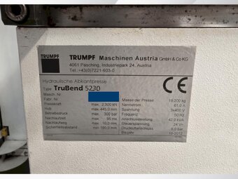 Ohraňovací lis TRUMPF TruBend 5230, použitý, z roku 2012. - 5