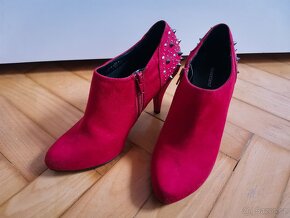 Červené semišové boty na podpatku - 5