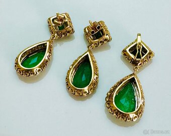 STAROŽITNÁ ZLATÁ SOUPRAVA SE SMARAGDY A DIAMANTY - 13,38 ct - 5