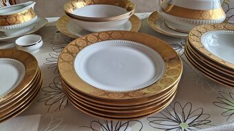 luxusní 25 dílná zlatá jídelní souprava porcelánu - 5