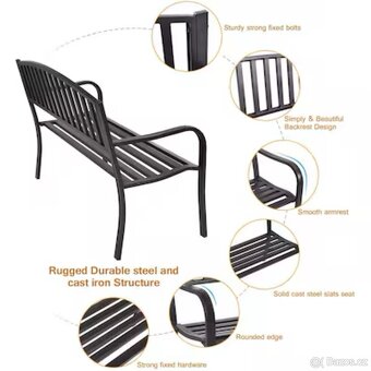 Zahradní celokovová lavička - NOVÁ - 5