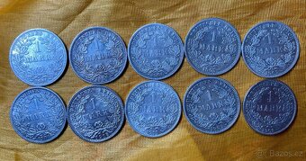 mince Deutsches Reich – 1 Mark (10 ks, stříbro) - 5
