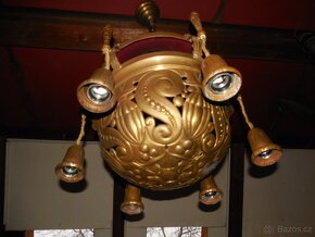 Rondo kubistický mosazný lustr art deco - 5