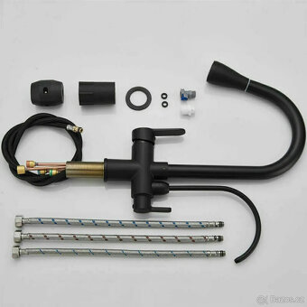 3-cestná kuchyňská baterie, černá, výsuvná - 5