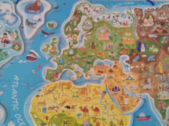 Woody Magnetické puzzle Mapa Svět v obrázcích 2v1 - 5