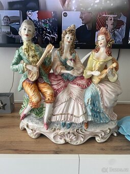Italská renesanční keramická figurka Capodimonte Xl velká .. - 5