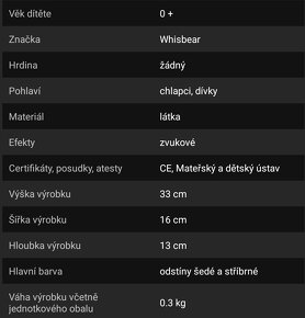 Whisbear šumící plyšová hračka pro miminka - 5