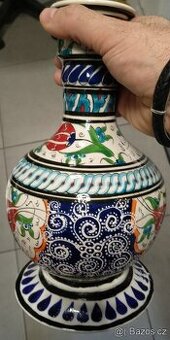 STAROŽITNOSTNA VODNÍ DÝMKA mosaz + váza 100% PARCELAN - 5
