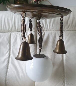 Starožitný lustr mosaz / stropnice / kalíšky koule - 5