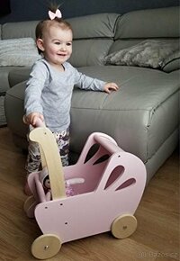 Dřevěný kočárek LINE Baby Doll v růžové barvě - 5