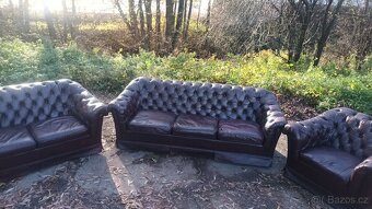 REZERVACE Kožená sedací souprava 3+2+1-CHESTERFIELD - 5