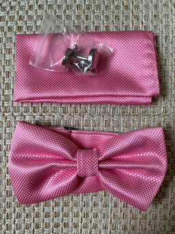 Pánský set motýlek+kapesníček, červený odstín - 5