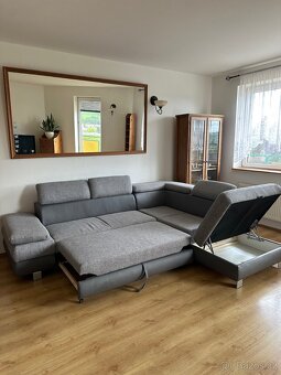 Moderní rozkládací rohová sedačka s úložným prostorem, šedá, - 5