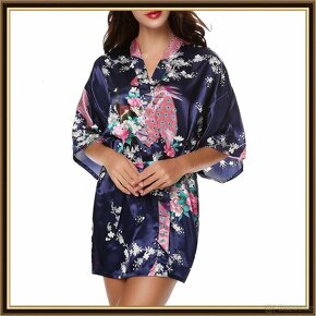 Krasny satenovy modre kimono kaftan velkost XL - 5