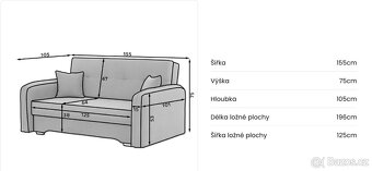 Rozkládací šedá pohovka - 5