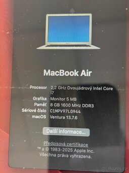 Apple MacBook Air i7 late 2015 A1466 OS Ventura - 5