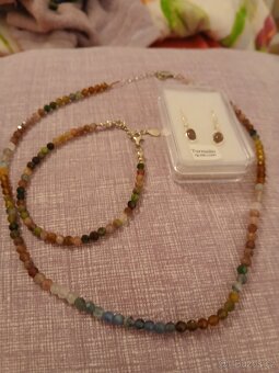 Stribrne visaci nausnice prirodni turmalin - 5