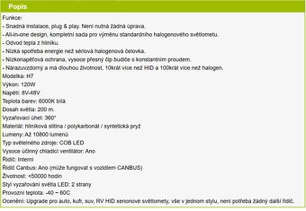 Prodám 2 ks autožárovek Led H7 C6 do světlometů - 5