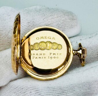 14K CELO ZLATÉ KAPESNÍ HODINKY OMEGA - GOLFOVÝ VZOR - FUNKČN - 5