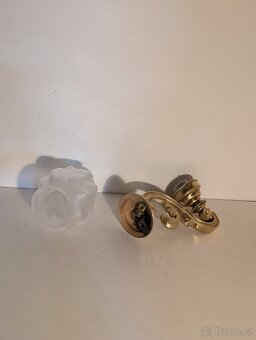 mosazná lampa, lampička matové plastické stínidlo - 5