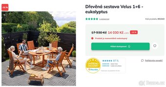 Zahradní dřevěné sezení z eukalyptu 6 židlí + stůl - 5
