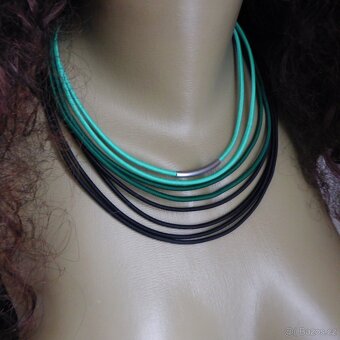 Náhrdelník - černá a zelená - 5