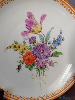 Nádherný porcelánový talíře (Míšeňský Kytice) - 5