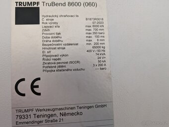 Hydraulický ohraňovací lis TRUMPF TruBend 8600 - 5