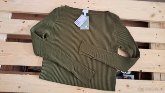 Módní khaki svetřík H&M,vel.L - 5