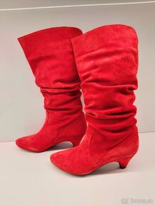 Červené kozačky z pravé kůže vel.38 - 5
