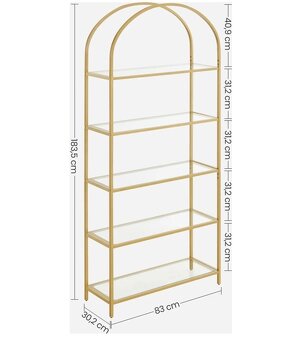 vysoké regály se skleněnými policemi - 5