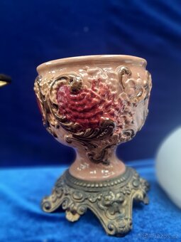 Petrolejová lampa z majoliky - 5