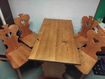 Masivní dřevěný stůl a židle - 5